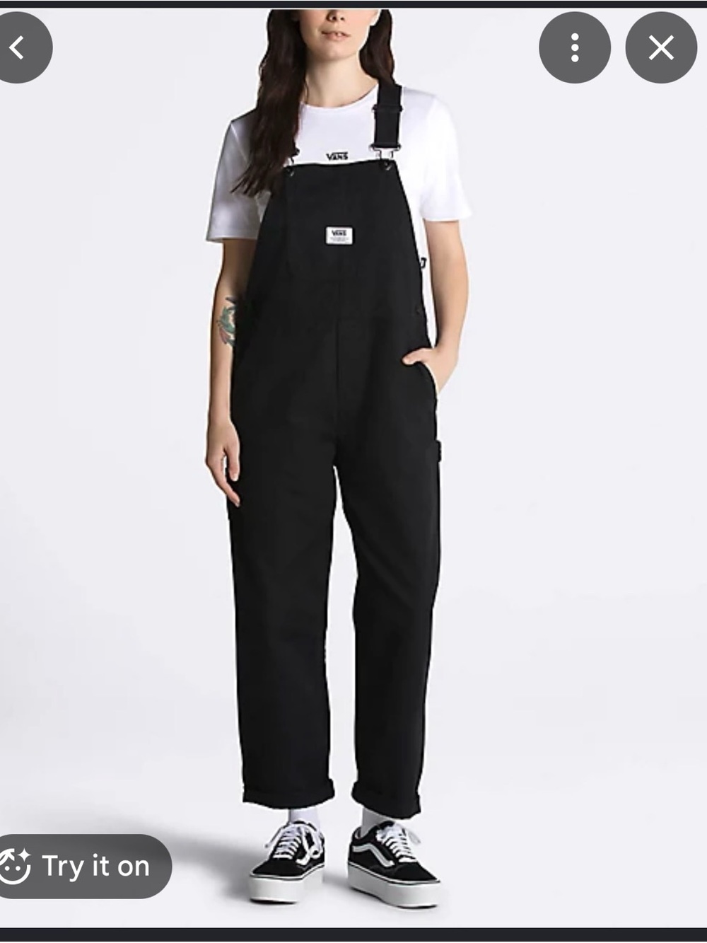 Vans Black Women's Denim Overalls with Front Bib Pocket